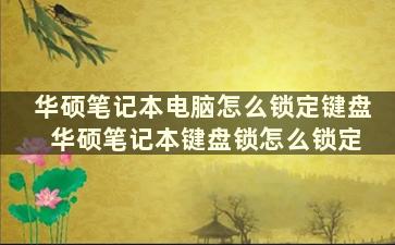 华硕笔记本电脑怎么锁定键盘 华硕笔记本键盘锁怎么锁定